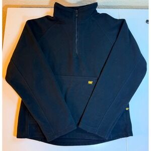 CAT Caterpillar Mens Black Quarter Zip Fleece Pullover Jacket Large Workwear